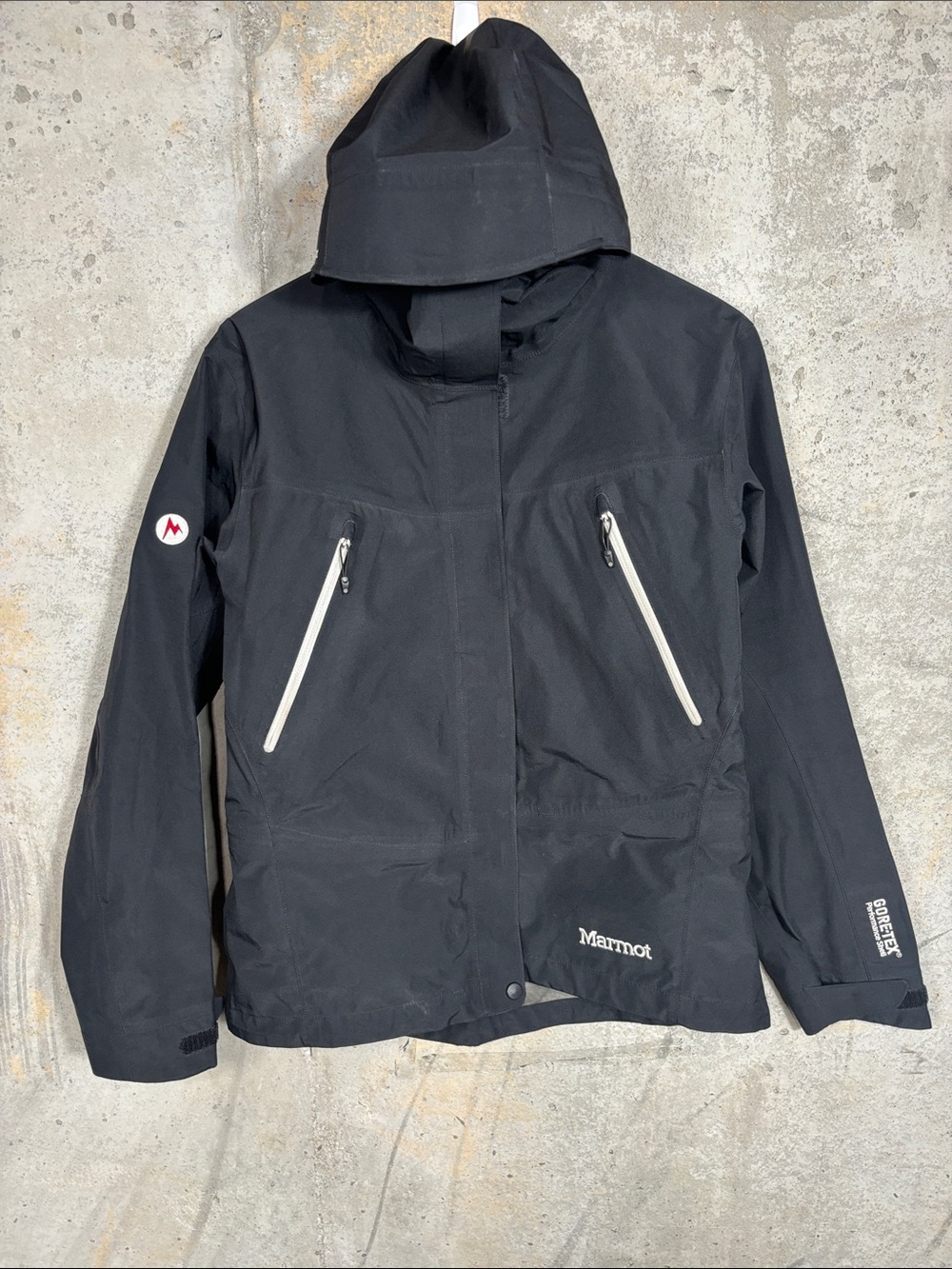Marmot Gore Tex Performance Shell Men's Black Hooded Jacket with Zippers